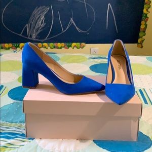 Electric Blue Chunk Heel